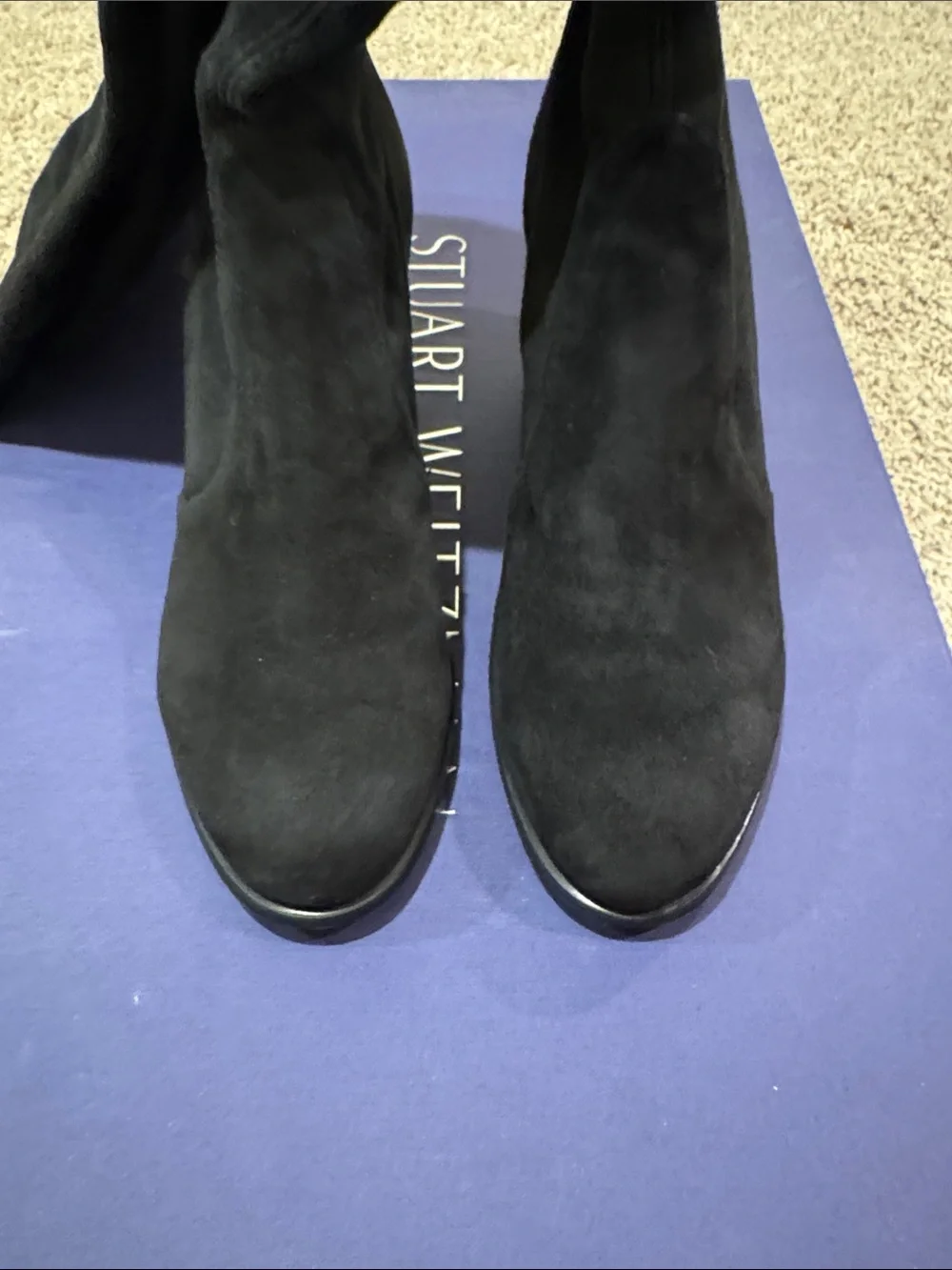 Stuart Weitzman Tieland Black Suede Over-The-Knee Boots size 7.5